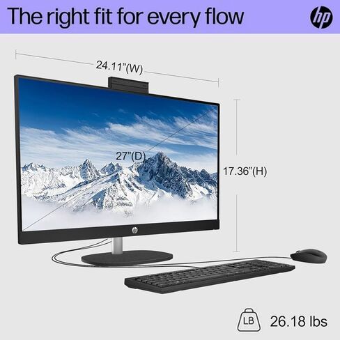 HP Newest 27" Touchscreen All-in-One, 27" FHD Display, Intel Core i7-1355U, 16GB RAM, 1TB SSD, IR Camera, Wired Keyboard & Mouse, HDMI, RJ45, Wi-Fi 6, Windows 11 Home, Black in Saudi Arabia