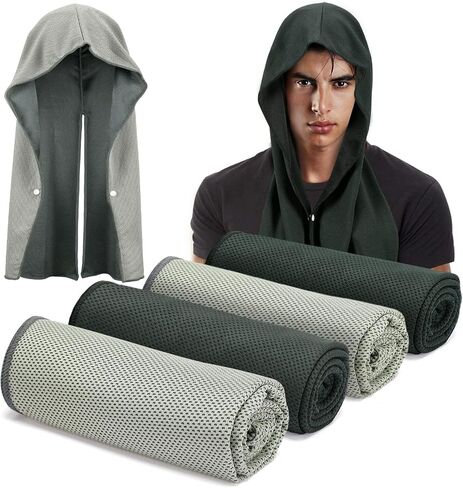 Cooling Hoodie Towels, Absorbent & Quick Drying Sweat Towel Wraps for Neck and Face, Long-Lasting Cooling and Sun Protection in Hot Weather Summer Outdoor Accessories, 4 Pcs in Saudi Arabia