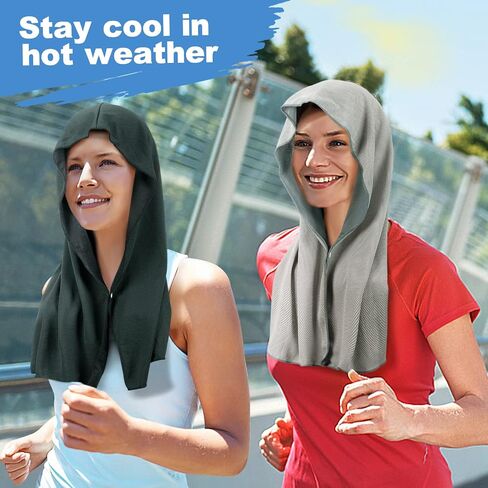 Cooling Hoodie Towels, Absorbent & Quick Drying Sweat Towel Wraps for Neck and Face, Long-Lasting Cooling and Sun Protection in Hot Weather Summer Outdoor Accessories, 4 Pcs in Saudi Arabia