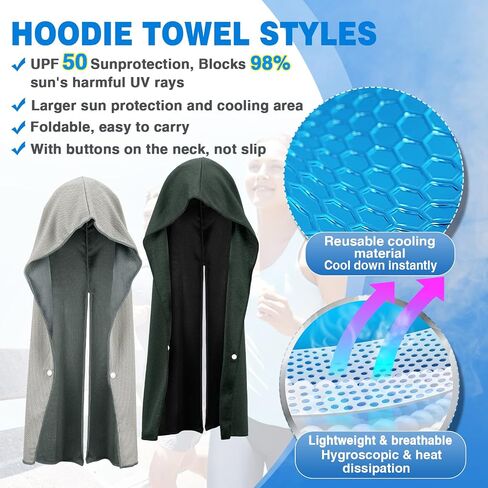 Cooling Hoodie Towels, Absorbent & Quick Drying Sweat Towel Wraps for Neck and Face, Long-Lasting Cooling and Sun Protection in Hot Weather Summer Outdoor Accessories, 4 Pcs in Saudi Arabia