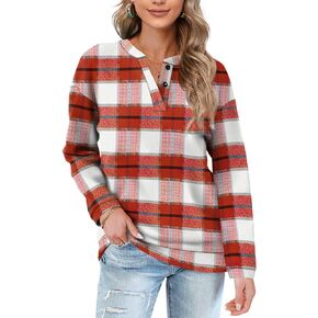 OFEEFAN Womens Casual Sweatshirts Henley Button Up Long Sleeve Tunic Tops in Saudi Arabia