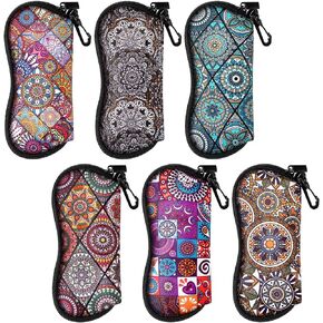 Kanayu 6 Pcs Sunglasses Soft Case Ultra Light Portable Neoprene Zipper Glasses Case Clip on Safety Eyeglass Pouch Glasses Bag Travel Eyeglass Holder Case for Women Men, Plant Pattern Design in Saudi Arabia