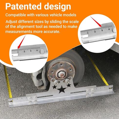 Upgraded Toe Plates Wheel Alignment Tool Kit with Extension Rod Tape Measures, Stainless Steel Toe Alignment Tool Plates, Automotive Front End Alignment Tool, Wheel Alignment Plates Kit in Saudi Arabia