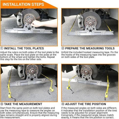 Upgraded Toe Plates Wheel Alignment Tool Kit with Extension Rod Tape Measures, Stainless Steel Toe Alignment Tool Plates, Automotive Front End Alignment Tool, Wheel Alignment Plates Kit in Saudi Arabia