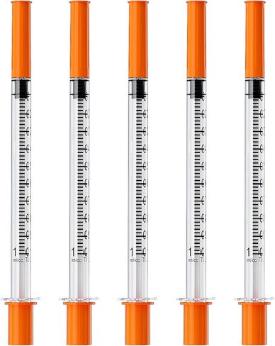 محاقن مختبر U-100 1ML/CC مع الإبرة 30G 5/16 "(8 مم) ملفوفة بشكل فردي ، حزمة 100 in Kuwait