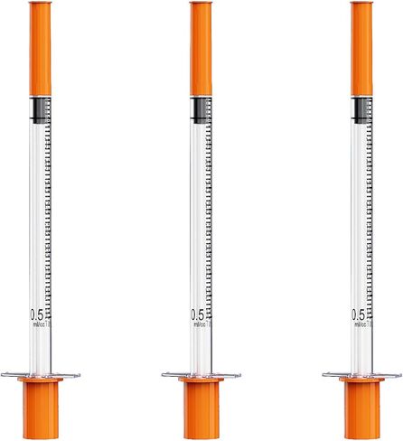 محاقن مختبر U-100 1ML/CC مع الإبرة 30G 5/16 "(8 مم) ملفوفة بشكل فردي ، حزمة 100 in Kuwait