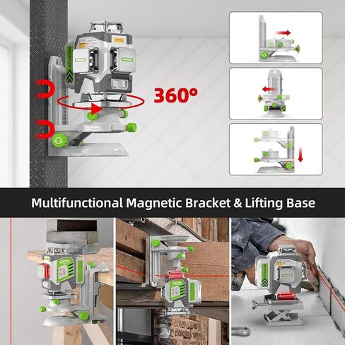 مستوى الليزر ، التسوية الذاتية Huepar Pro 4 × 360 ° Green Cross Level Tevel ، ليزر عالية الدقة 4D للبناء ، بطارية LI-ION القابلة لإعادة الشحن 8000mAh in Kuwait