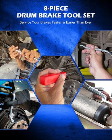 Orion Motor Tech 10-Piece Drum Brake Tool Set, Drum Brake Adjustment Tool Kit with Brake Spring Adjusting Spoons Brake Spring Pliers Compressor Remover, Heavy-Duty Drum Brake Spring Tools with Case in Kuwait