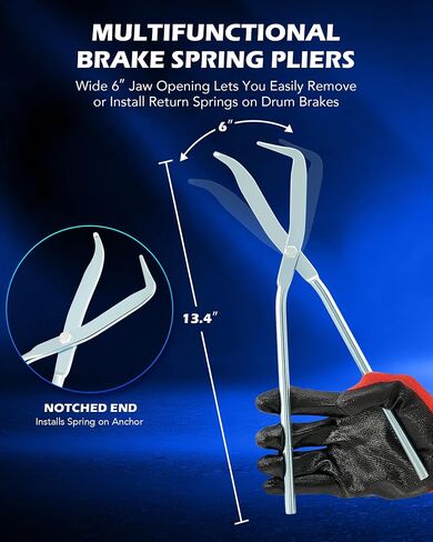 Orion Motor Tech 10-Piece Drum Brake Tool Set, Drum Brake Adjustment Tool Kit with Brake Spring Adjusting Spoons Brake Spring Pliers Compressor Remover, Heavy-Duty Drum Brake Spring Tools with Case in Kuwait