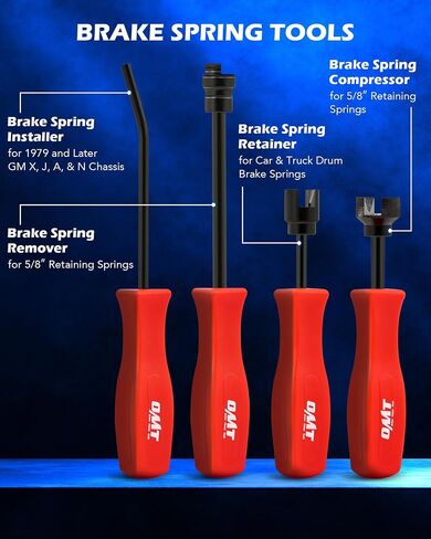Orion Motor Tech 10-Piece Drum Brake Tool Set, Drum Brake Adjustment Tool Kit with Brake Spring Adjusting Spoons Brake Spring Pliers Compressor Remover, Heavy-Duty Drum Brake Spring Tools with Case in Kuwait