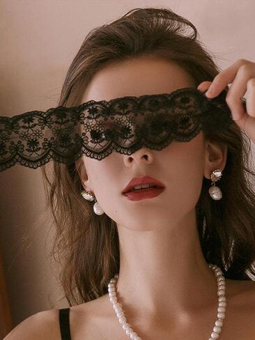 قناع تنكري غامض من الدانتيل العظمى عيبون في زهرة الدانتيل الأسود eyemask قابلة للتعديل قناع العيون ملحقات الأزياء Cosplay (النمط 1) in Kuwait