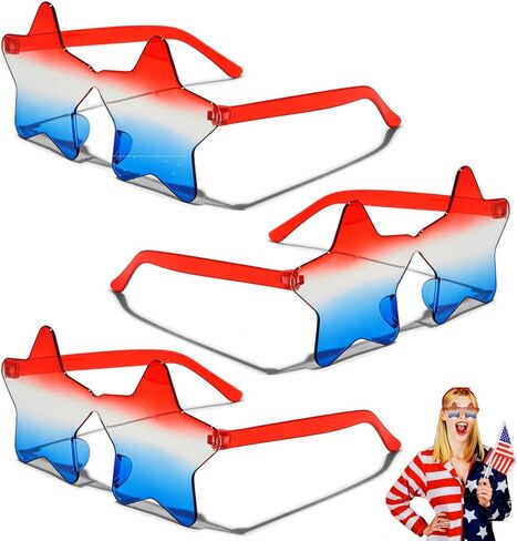 KHC-KHF Star-Sunglasses Patriotic Rimless Star Shaped Sunglasses Party Favors 4th of July Beach Pool Birthday Women Men in Kuwait