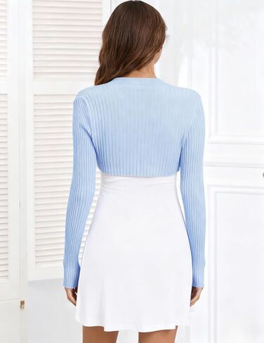 Women's Long Sleeve Shrug Sweaters Knit Bolero Shoulder Open Cropped Cardigan in Saudi Arabia
