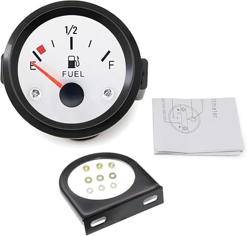 2 "مقياس مستوى الوقود 52 مم ، 12 فولت خزان الوقود عداد أبيض LED مع مؤشر E-1/2-F للسيارة/القارب/الشاحنة/دراجة نارية (أسود) in Kuwait