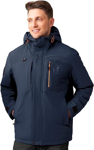 Men's Thermal Waterproof Windproof Jacket Hooded Insulated, Lightweight Winter Snow Coat with Multiple Pockets in Saudi Arabia