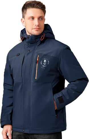 Men's Thermal Waterproof Windproof Jacket Hooded Insulated, Lightweight Winter Snow Coat with Multiple Pockets in Saudi Arabia