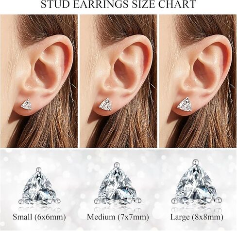 المثلث الفضي الجنيه الفضي CZ Diamond Stud أقراط للنساء رجال 18 كيلو متر مطلي 3 تريليون مقطوعة في قرط الماس مزيف in Saudi Arabia