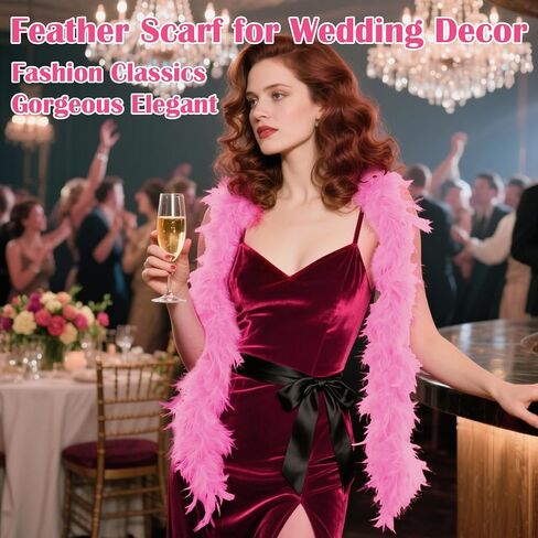 Feather Boa for Party Bulk,Christmas,Centerpieces,Costume Decoration Feathers boa (42g-Rose Red) in Saudi Arabia