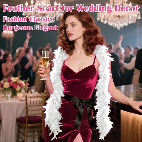 ريشة بوا للحفلات ، عيد الميلاد ، القطع المركزية ، ريش الزخارف الأزياء (42 جرام روز) الأحمر) in Kuwait