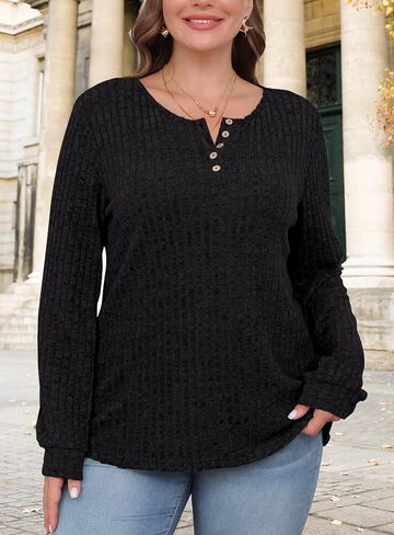 Sweater for Women Long Sleeve Henley Shirts Tunic Tops to Wear with Leggings crew neck Sweaters Trendy 2025 in Saudi Arabia