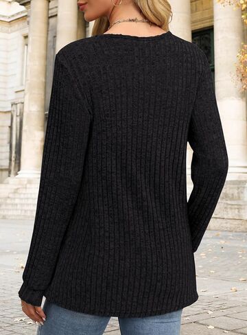 Sweater for Women Long Sleeve Henley Shirts Tunic Tops to Wear with Leggings crew neck Sweaters Trendy 2025 in Saudi Arabia