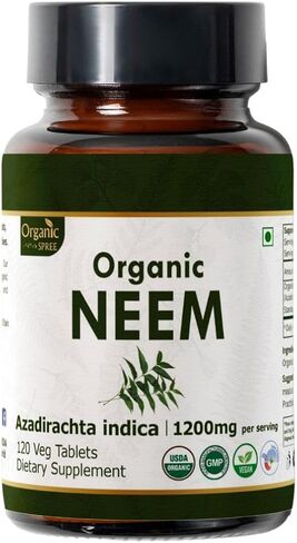 NEEM 120 Tablets | Azadirachta Indica (Neem) | USDA Organic Certified | Healthy Skin and Detox | Organic and Natural 120tab in Saudi Arabia