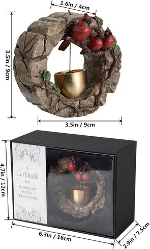 Magnetic Door Bell Chime for Door Opening – Cardinal Statue Christmas Wreath Style with Brass Bell, Door Decoration for Entrance, Wall, Store, Fridge, Garden – Ideal for Housewarming or Gift (Brown) in Saudi Arabia