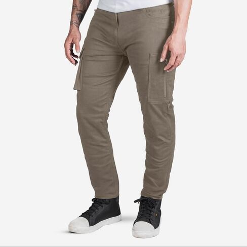 NBT Clothing Scout Cargo Motorcycle Pants - CE A-Rated Armor, Abrasion-Resistant, Modern Fit, Breathable Woven, Black/Taupe in Saudi Arabia
