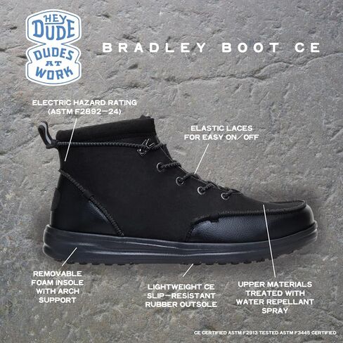 HEYDUDE Men's Bradley Work CE | Lightweight, Comfortable Work Boots for Men | Water-Repellent, Slip-Resistant, Durable Everyday Footwear in Saudi Arabia