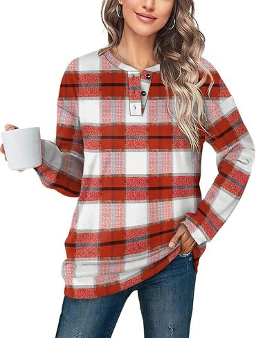 سويت شيرت نسائي كاجوال من OFEEFAN بأزرار هينلي وأكمام طويلة in Kuwait