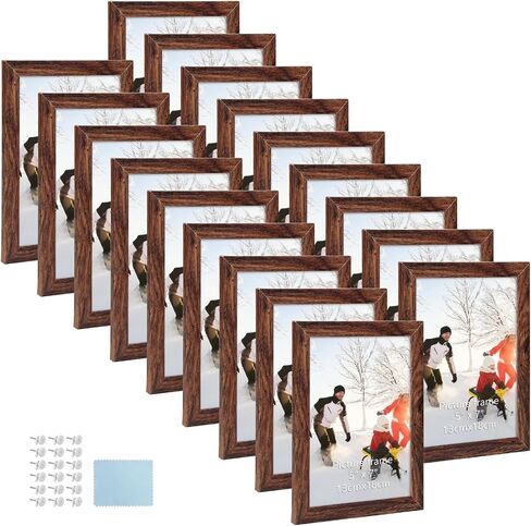 Pharege 5x7 إطار الصورة الأسود ، مجموعة من 18 MDF إطار الحبوب الخشبية للعرض 5 في 7 صور زفاف عائلية على الطاولة أو الجدار in Kuwait