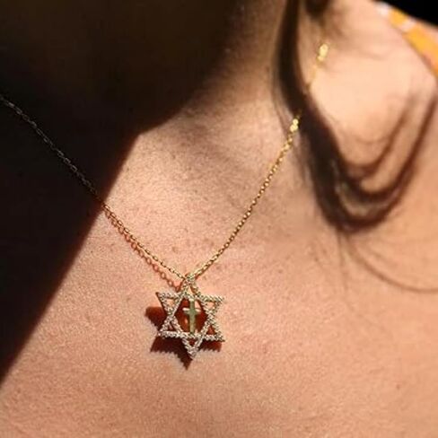 Alef Bet by Paula Star of David and Cross Sparkling Necklace in Saudi Arabia