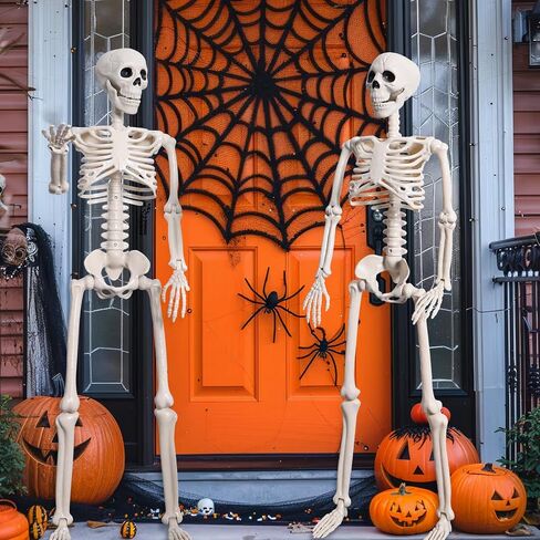 2 Pack 36" Halloween Skeleton Decorations, 3FT Realistic Full Body Movable Posable Joints Skeleton, Creepy Halloween Plastic Human Bones for Party Decor Lawn Haunted House Graveyard Props Outdoor in Kuwait