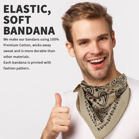 Summer Bandanas for Men 100% Flame Resistant Cotton Face Covering Headwear Breathable Neck Tie Lightweight UV Protection Black Paisley in Saudi Arabia