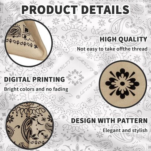 Summer Bandanas for Men 100% Flame Resistant Cotton Face Covering Headwear Breathable Neck Tie Lightweight UV Protection Black Paisley in Saudi Arabia