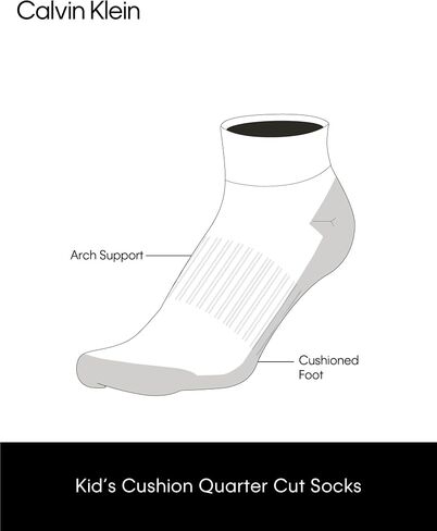 Calvin Klein Girls' Quarter Socks - 6 Pack Stretch Performance Cushioned Comfort Athletic Ankle Socks with Arch Support in Saudi Arabia