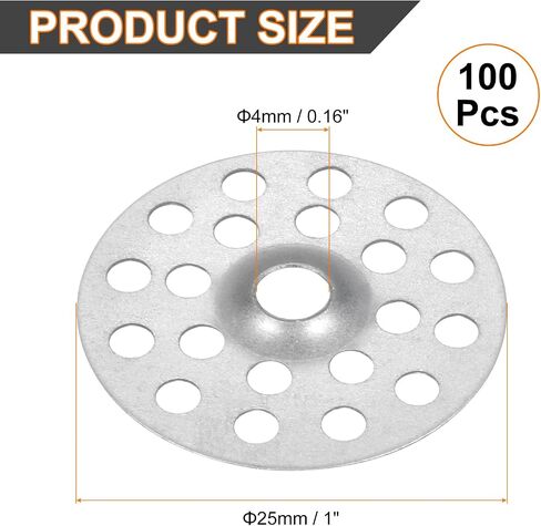 HARFINGTON 500pcs Plaster Washers 1 Inch Plaster Repair Rings Buttons Zinc Plated Metal Washer Flat Profile Washers for Wall Ceiling Drywall Repair in Saudi Arabia