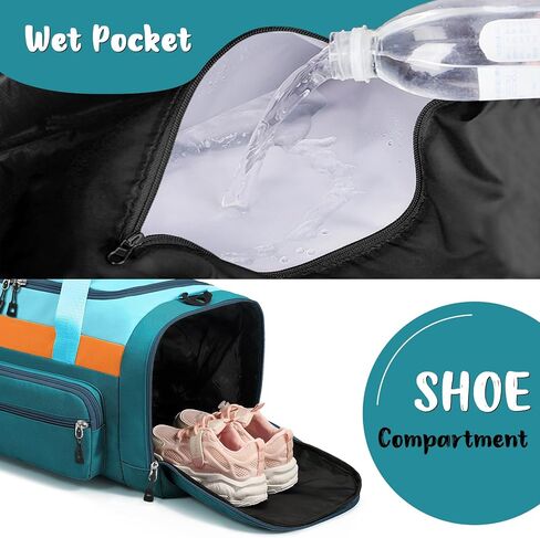 Woomada Kids Travel Duffle Bag مع مقصورة الأحذية والجيب الرطب المثالي للمدرسة والرياضة والرحلات بين عشية وضحاها (وردي) in Kuwait