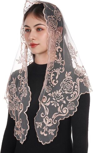 Bozidol Mantilla Veils for Church Catholic, Our Lady of Guadalupe Lace Chapel Veil, Latin Mass Head Coverings for Women Girls in Saudi Arabia