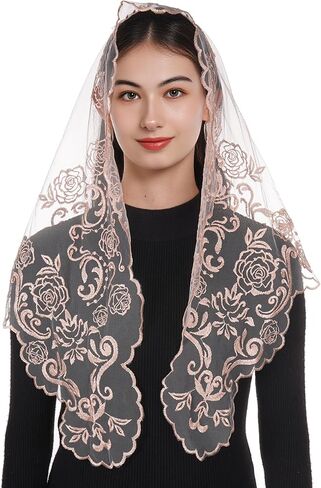 Bozidol Mantilla Veils for Church Catholic, Our Lady of Guadalupe Lace Chapel Veil, Latin Mass Head Coverings for Women Girls in Saudi Arabia