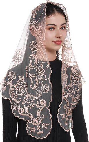 Bozidol Mantilla Veils for Church Catholic, Our Lady of Guadalupe Lace Chapel Veil, Latin Mass Head Coverings for Women Girls in Saudi Arabia