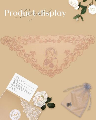 Bozidol Mantilla Veils for Church Catholic, Our Lady of Guadalupe Lace Chapel Veil, Latin Mass Head Coverings for Women Girls in Saudi Arabia
