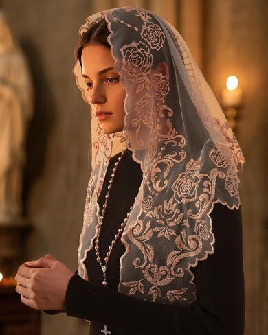 Bozidol Mantilla Veils for Church Catholic, Our Lady of Guadalupe Lace Chapel Veil, Latin Mass Head Coverings for Women Girls in Saudi Arabia