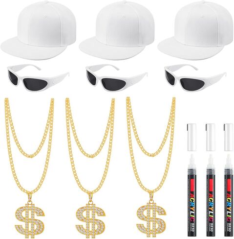 Yahenda 12 PCS Halloween Hip Hop Costume Kit 80s/90s Accessories نظارات شمسية in Kuwait