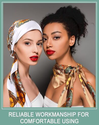 JaGely 12 قطعة من الساتان مقاس 35 بوصة أوشحة رأس كبيرة مربعة من الحرير مثل وشاح الرقبة وشاح عتيق من الساتان للشعر وشاح للرقبة للنساء والفتيات أثناء النوم in Kuwait