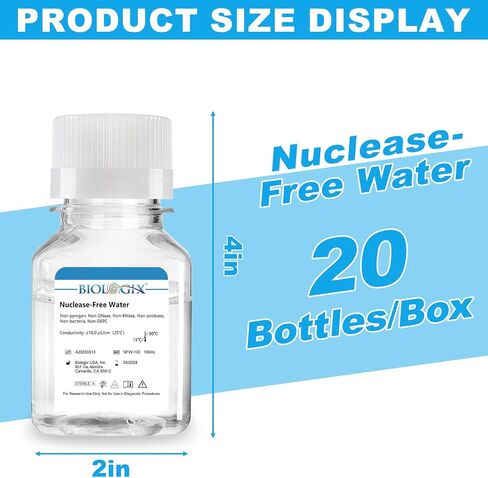 Ultra Pure Water, 100ml Nuclease Free Water Molecular Biology Grade, Sterilization, DNase, RNase, Protease, Endotoxins (Pyrogen) Free, PCR/RT-PCR Certified in Saudi Arabia