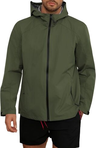 Yousify Mens Waterproof Shell Jacket Full Zip Hooded Raincoat Lightweight Windbreaker for Cycling Hiking Golf Outdoor in Saudi Arabia