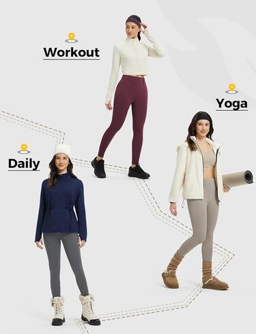baleaf Womens Fleece Lined Leggings 4 Pockets Warm Thermal Winter Insulated Petite Pants Snow Cold Gear in Saudi Arabia