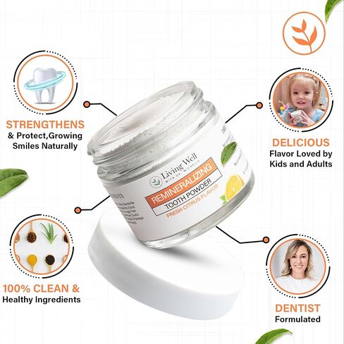 إعادة تقديرية وتبييض مسحوق الأسنان بارد النعناع | صيغة هيدروكسيباتيت خالية من الفلورايد | يدعم قوة المينا والتبييض الطبيعي in Kuwait