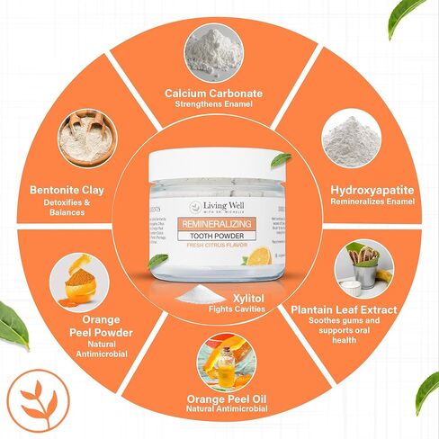 إعادة تقديرية وتبييض مسحوق الأسنان بارد النعناع | صيغة هيدروكسيباتيت خالية من الفلورايد | يدعم قوة المينا والتبييض الطبيعي in Kuwait